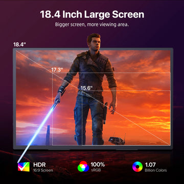 UPERFECT 18.4 Inch 4K UHD Portable Gaming Monitor HDR 3MS FreeSync IPS HDR Computer Display Bulit in Dual Speakers VESA OSD Menu